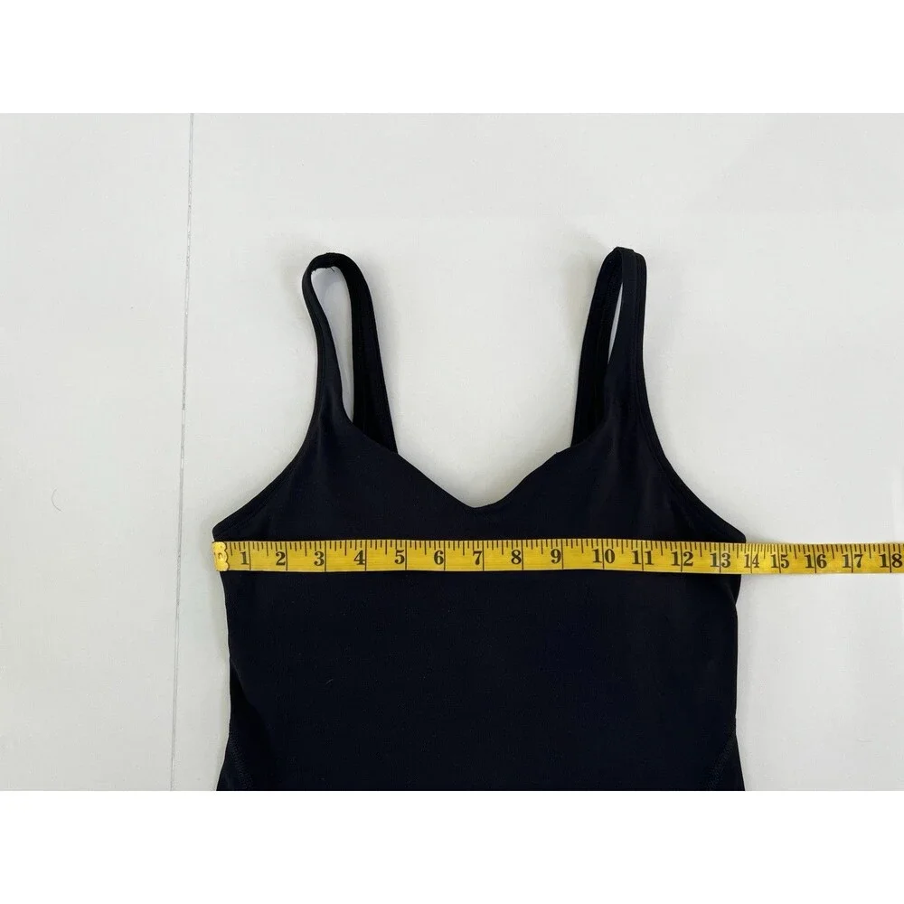 LULULEMON Align Tank Top Crop Fitted Stretch V-Neck Black Built in Shelf Bra 6